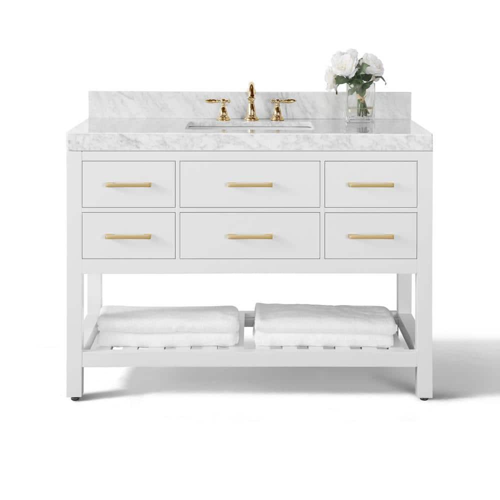 Ancerre Designs Elizabeth 48" Bathroom Vanity Set with Gold Hardware in White