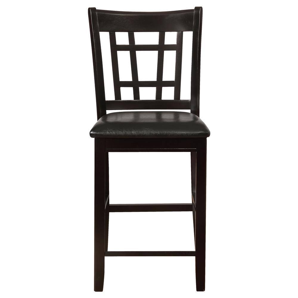 Espresso Oak Veneer Counter Height Dining Set with Black Fabric Chairs