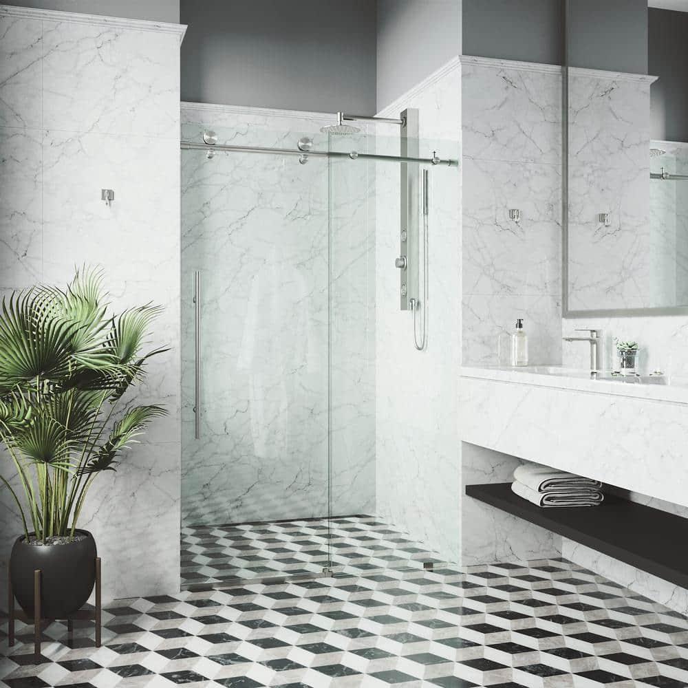 Elan E-Class 44-48" W x 76" H Sliding Frameless Shower Door with 3/8" Clear Glass