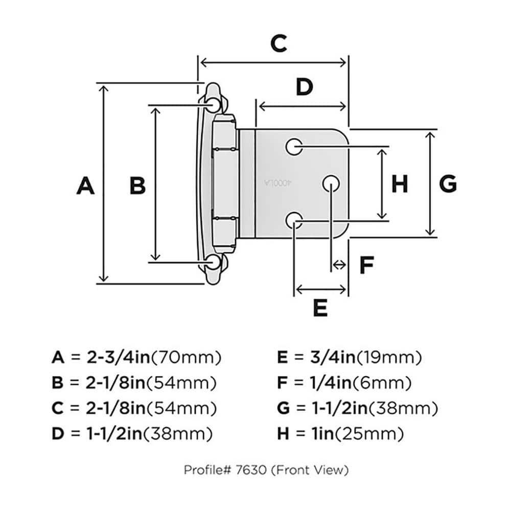 30° Reverse Bevel Overlay Hinge