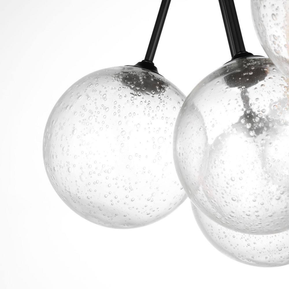 Midnight Black 15'' Semi-Flush Mount with Clear Seeded Glass Globes