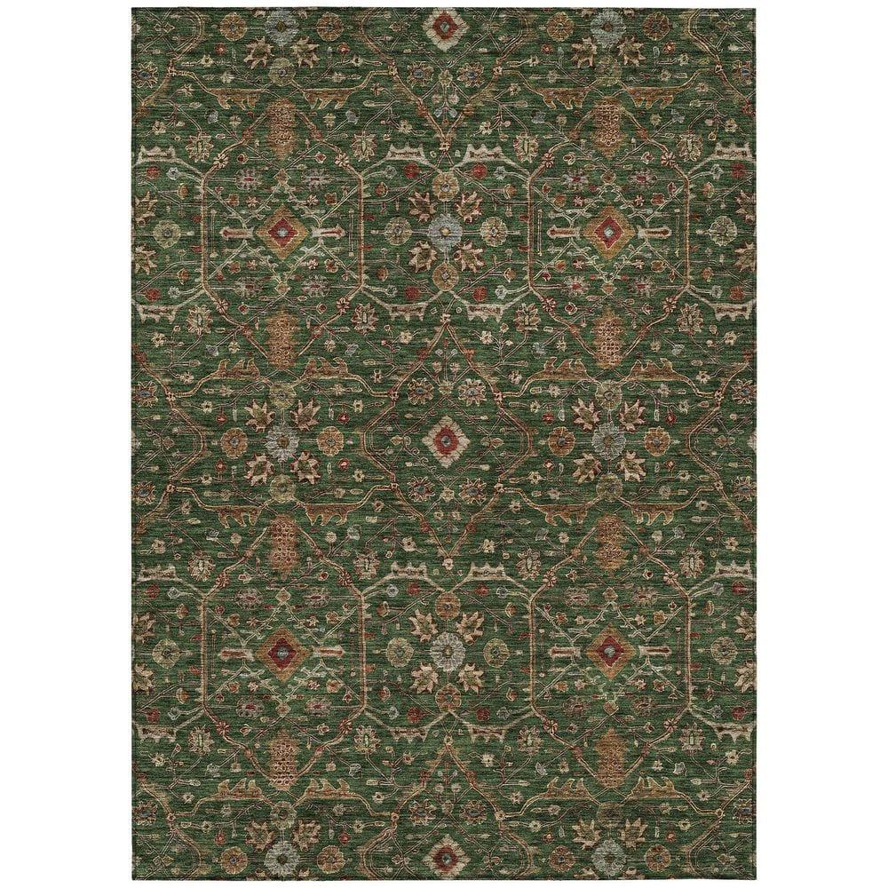 Machine Washable Indoor/Outdoor Chantille ACN1130 Emerald Rug