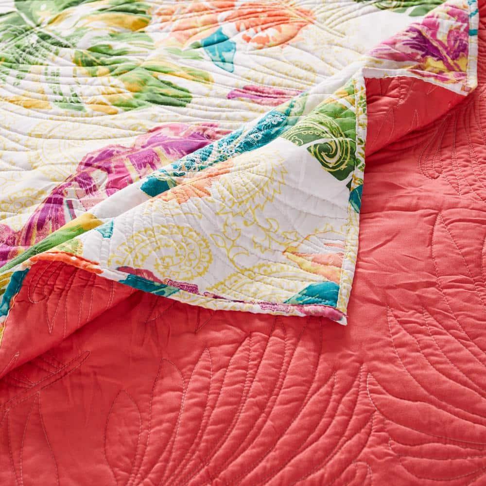 Greenland Home Fashions Tropics Coastal Paradise Quilt Set, 2-Piece Twin, Punch
