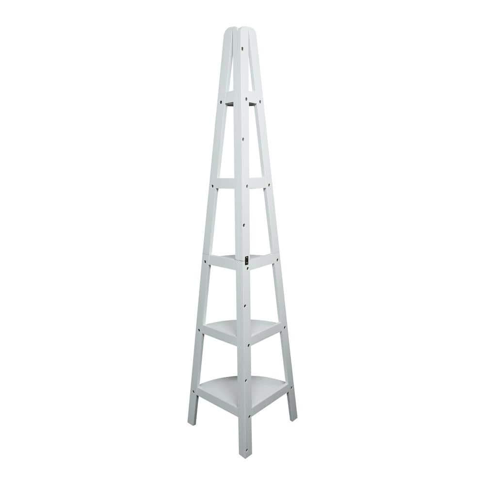 5-Shelf Corner Ladder Bookcase - White