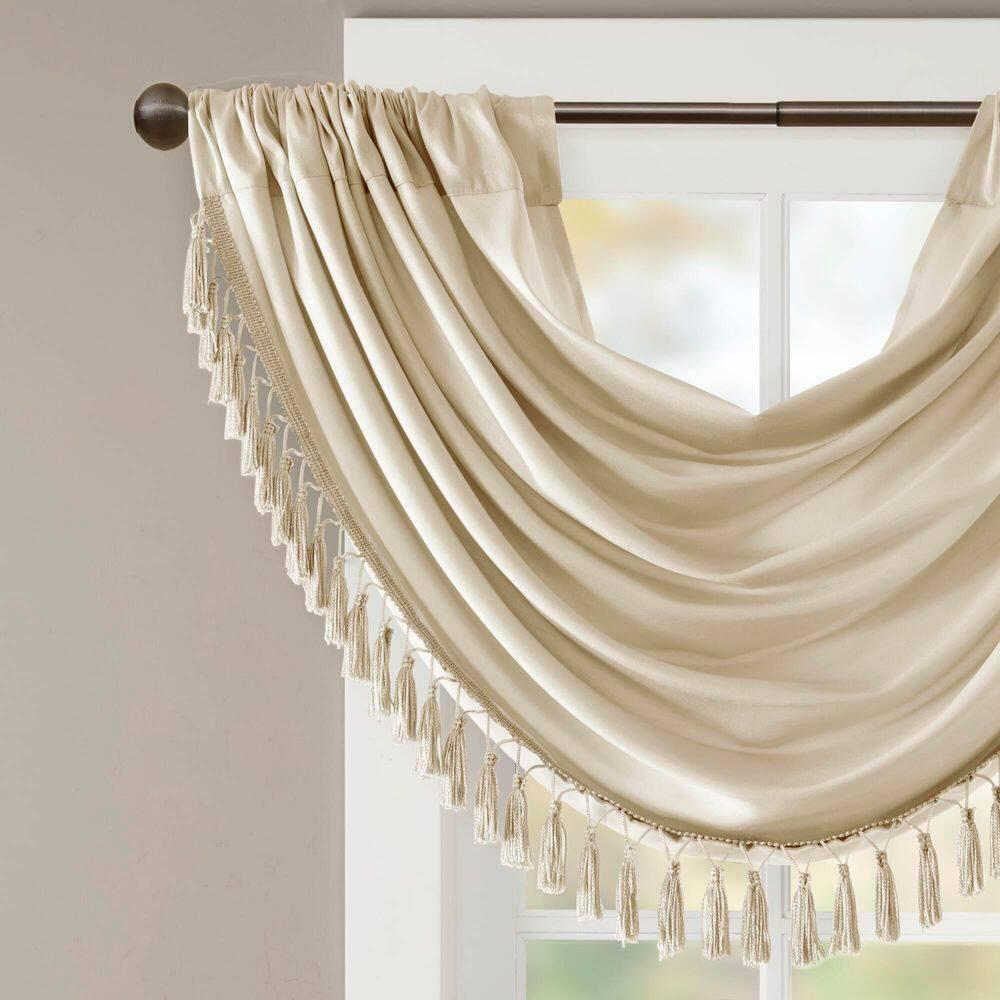 Madison Park Elena Faux Silk Waterfall Embellished 38'' W Window Valance
