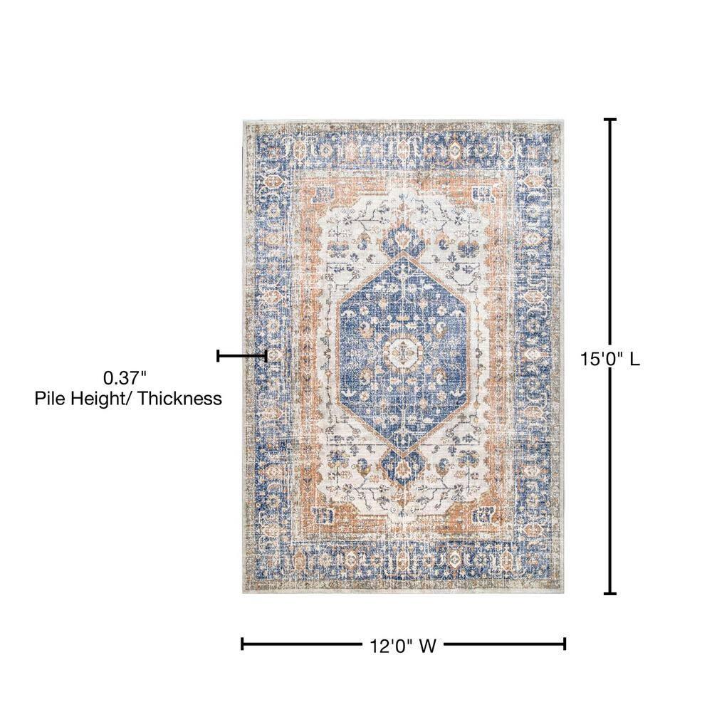 Nuloom Jacquie Oriental/Persian 12x15 Indoor Area Rug for Living Room Bedroom Dining Room Kitchen, Blue/Ivory