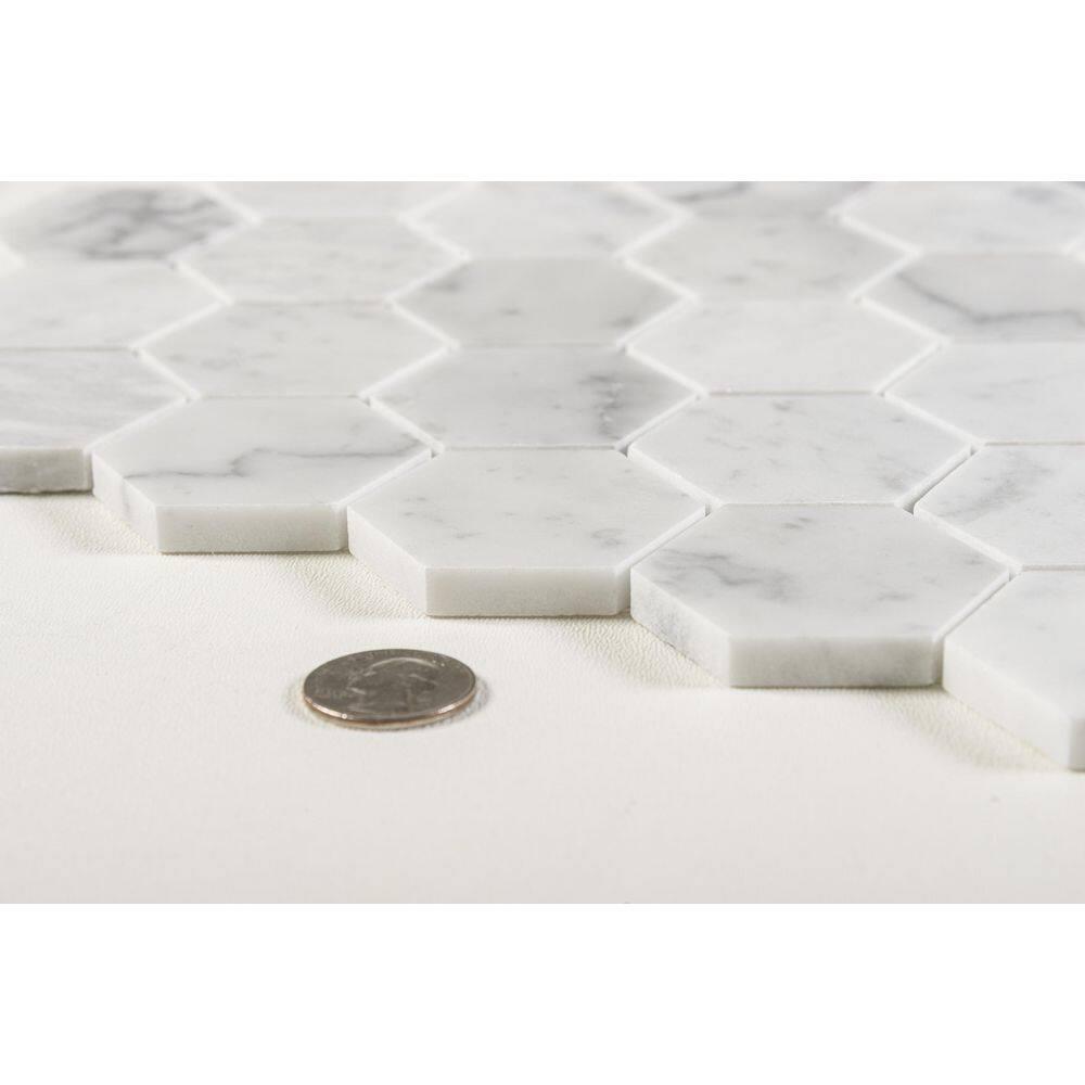 SAMPLE-Channing 2" x 2" Marble Honeycomb Mosaic Floor Use Tile