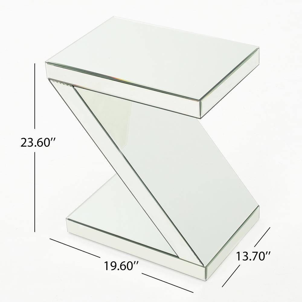 Noble House Zeke Z Shaped Mirror Side Table, Mirror