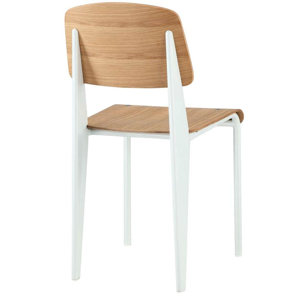 Modway Cabin 18.5" Modern Steel and Wood Dining Side Chair in Natural/White