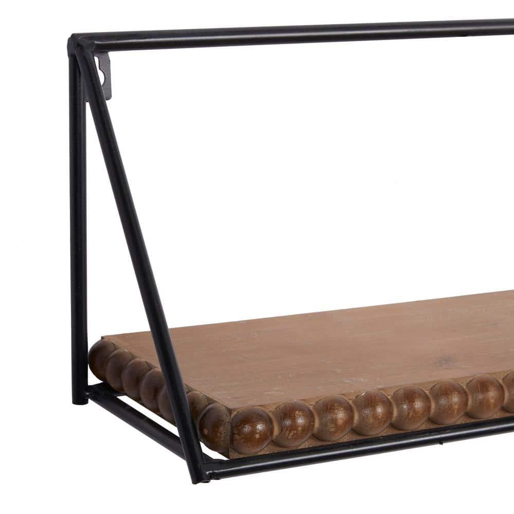 DecMode 24",19",14"L Metal Industrial Wall Shelf, Black, 3 - Pieces