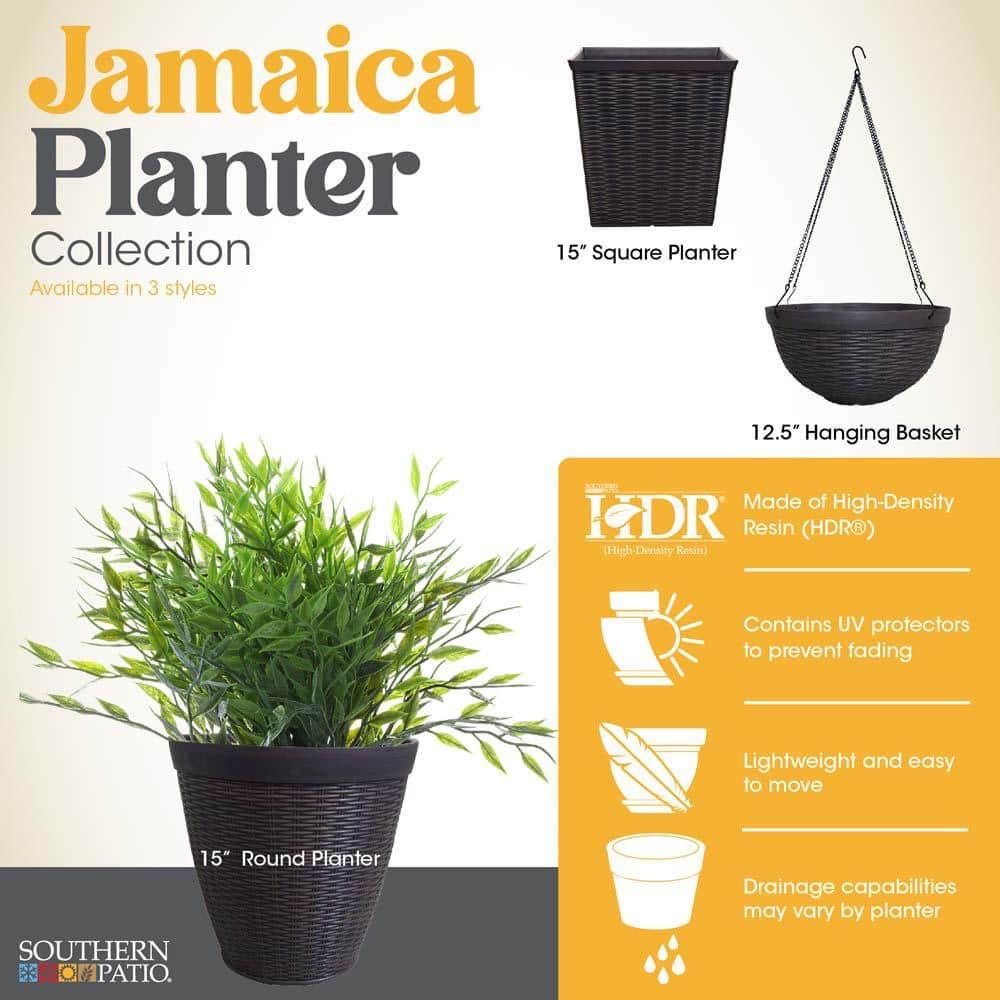 Southern Patio 15" Jamaica Wicker Planter, Dark Coffee - Southern Patio