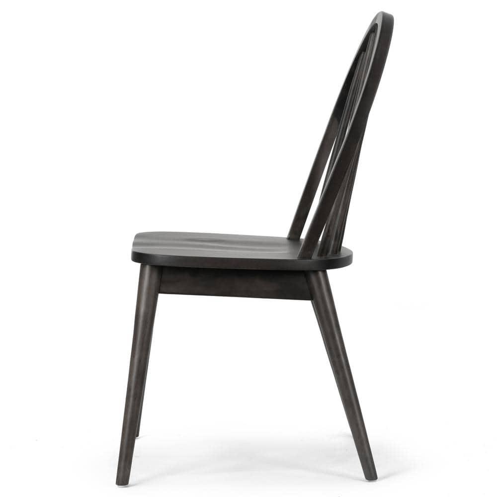 Glamour Home Astra 17.72" Wood Chairs with Windsor Back in Black (Set of 2)