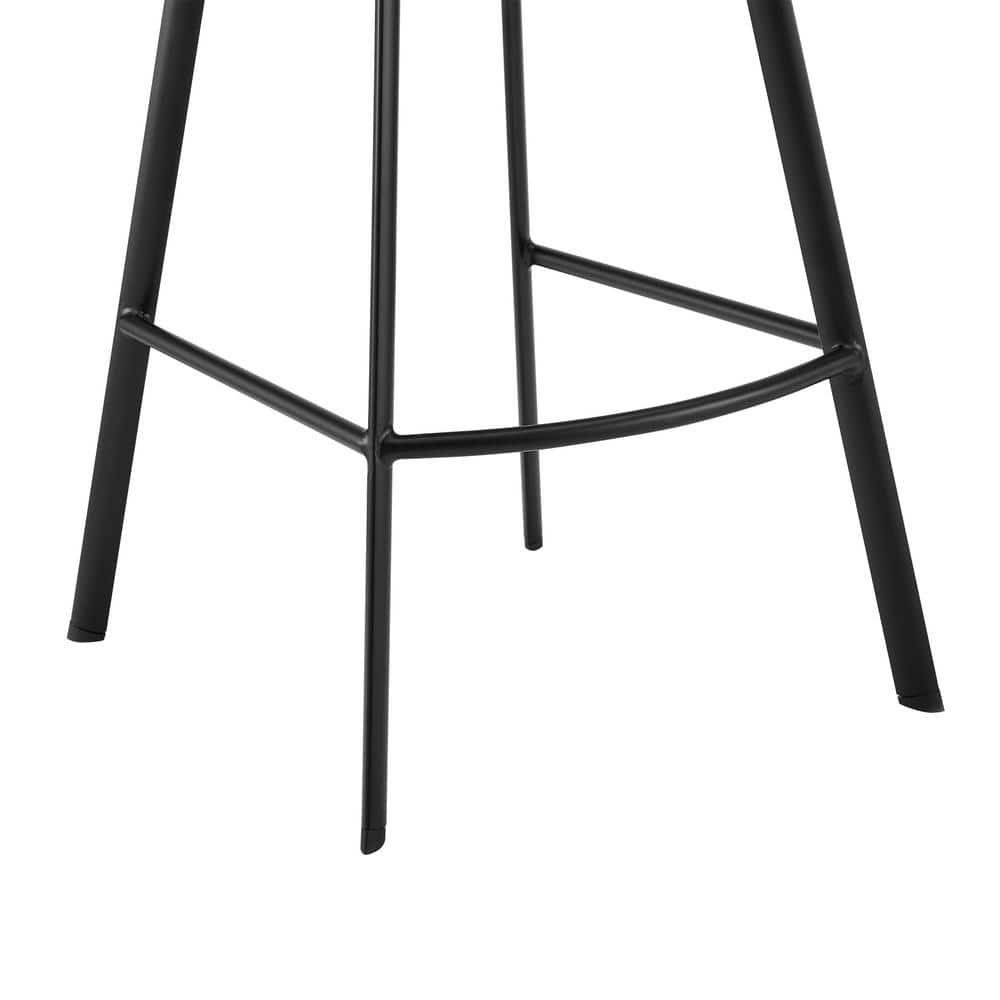 Armen Living Indoor Carise Black Faux Leather and Black Metal Swivel 30" Bar Stool