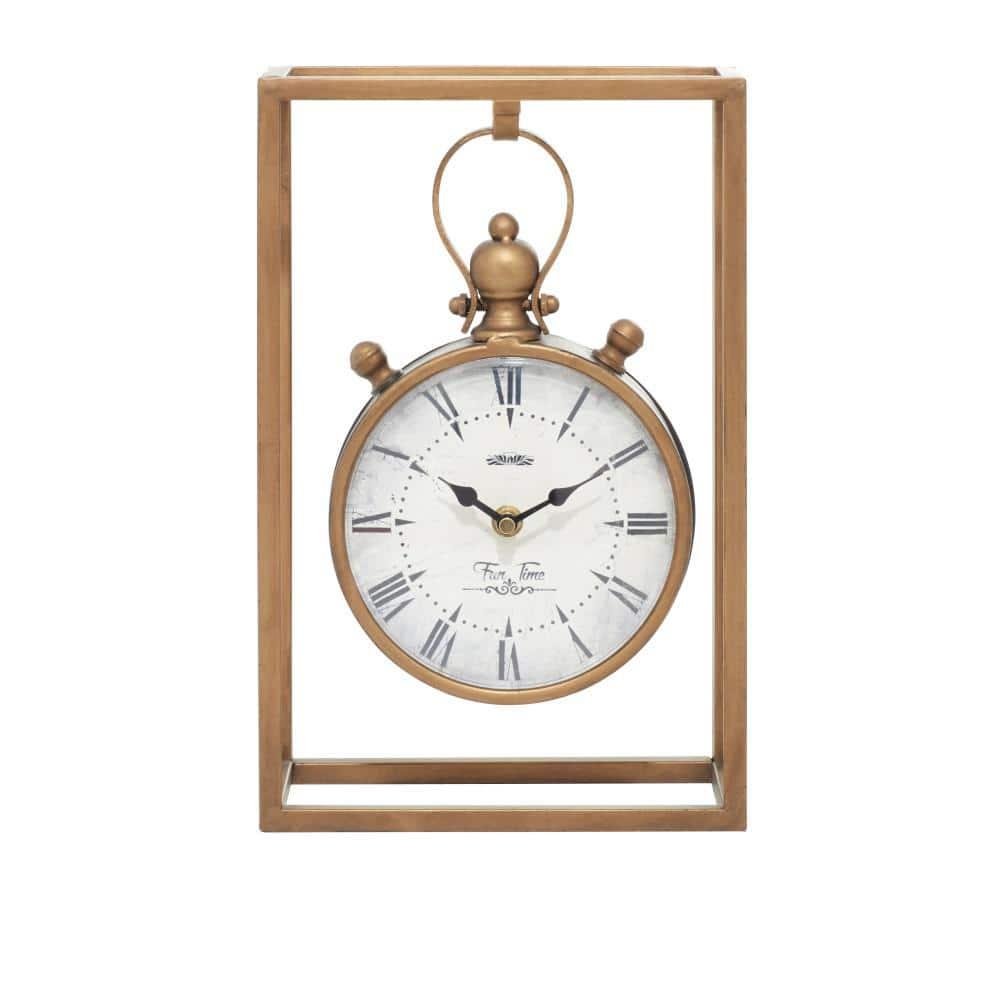Alcott Hill® Canete Traditional Roman Numeral Metal Quartz Movement / Crystal Tabletop Clock in Brass