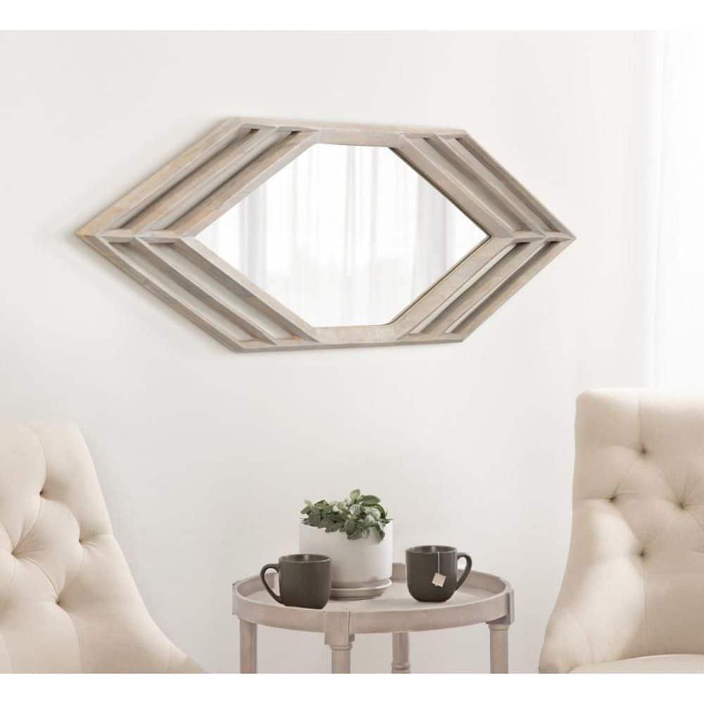 Kate and Laurel Vayga Framed Wall Mirror, 14x42, White