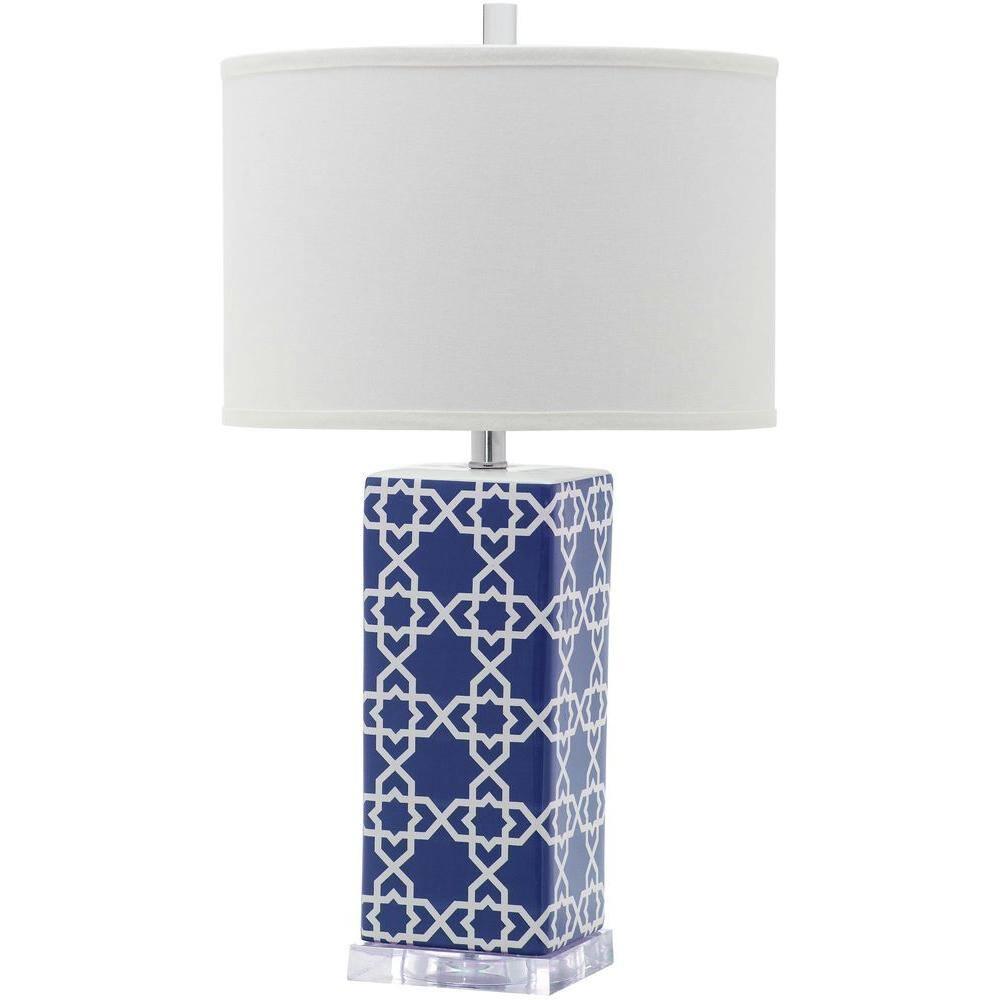 Quatrefoil Table Lamp (Set of 2) - Navy - Safavieh.
