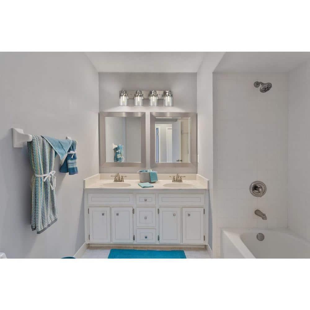 Progress Lighting Calhoun 4-Light Bath Vanity, Brushed Nickel, Clear Glass Shade