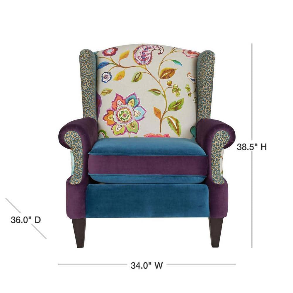 Anya Wingback Accent Arm Chair Multicolored Floral