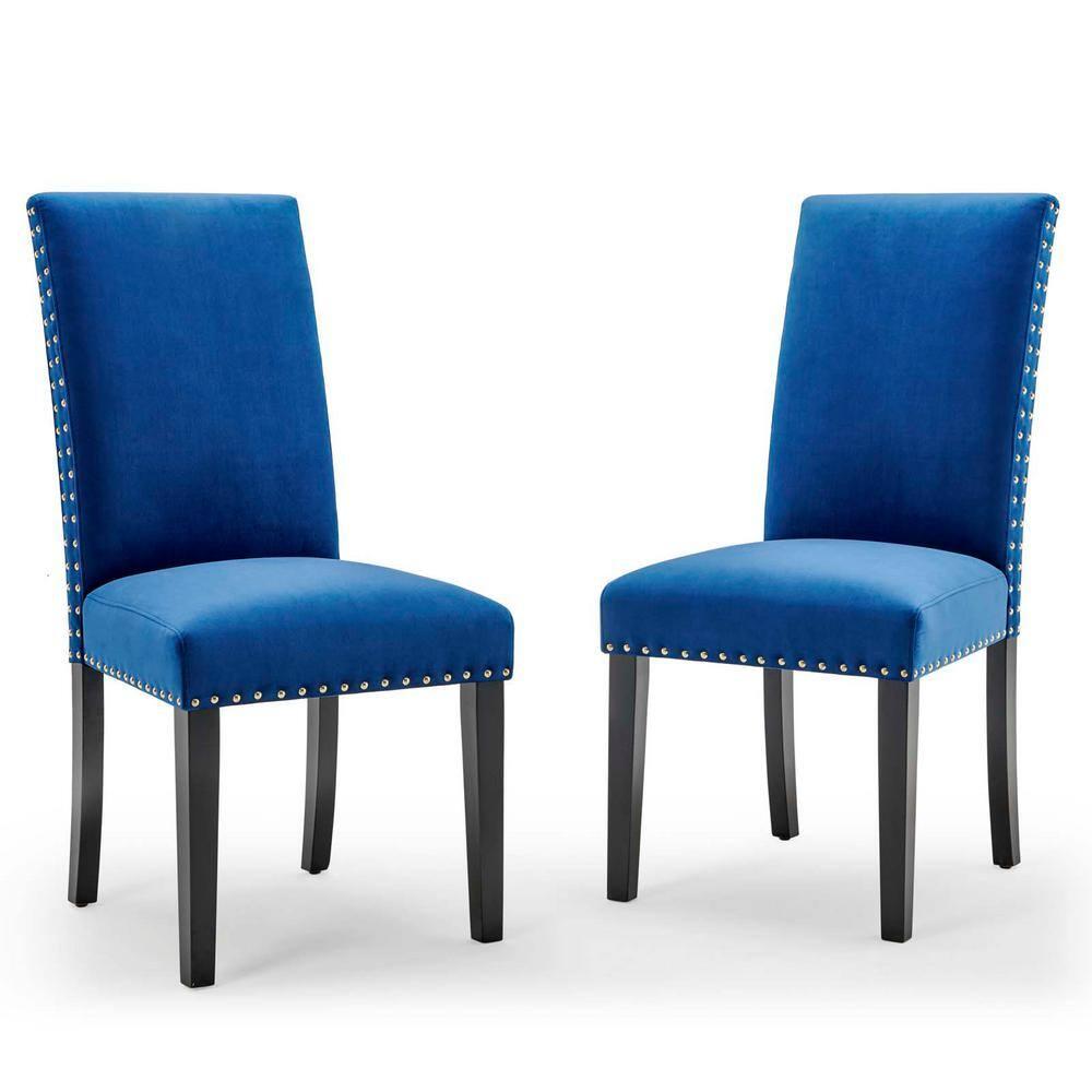 Modway Silver Orchid Lind Velvet Nailhead Trim Dining Side Chairs