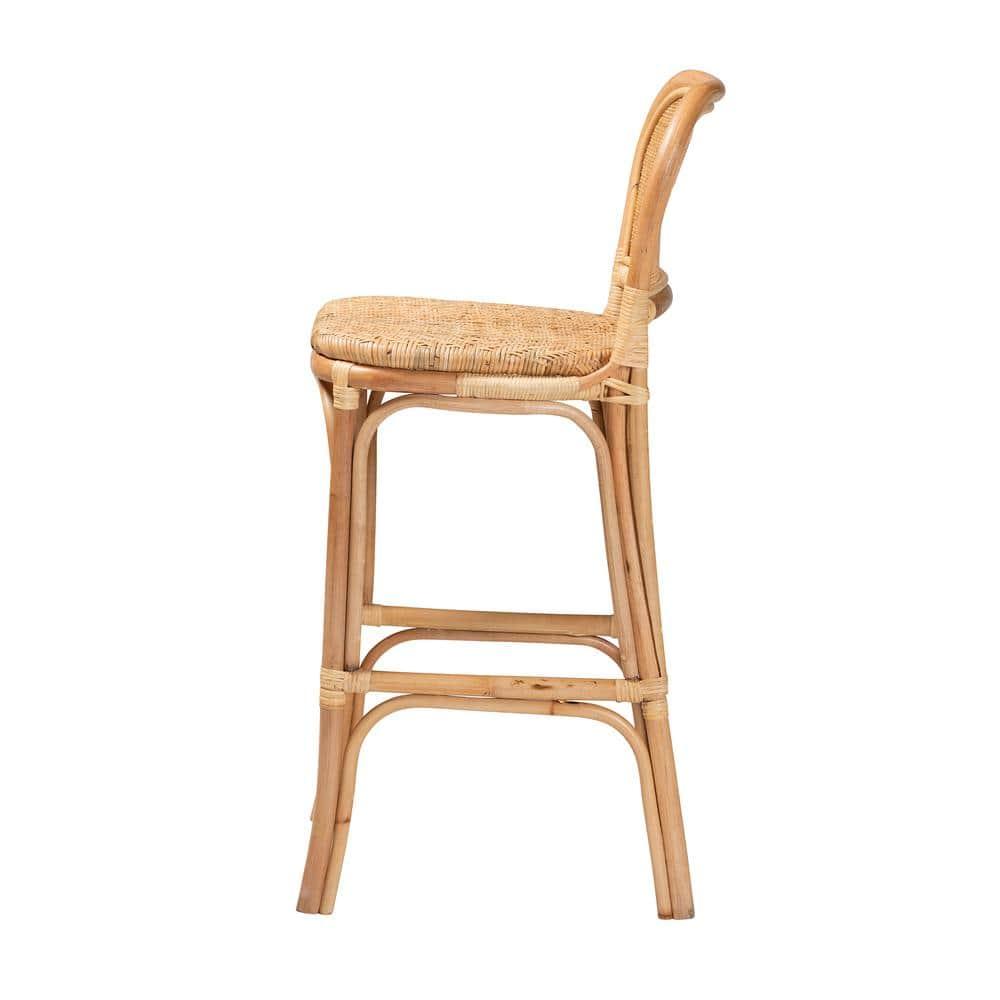 Adrena Rattan Bar Stool Natural Brown - Baxton Studio: Handmade, No Assembly, Bohemian Style