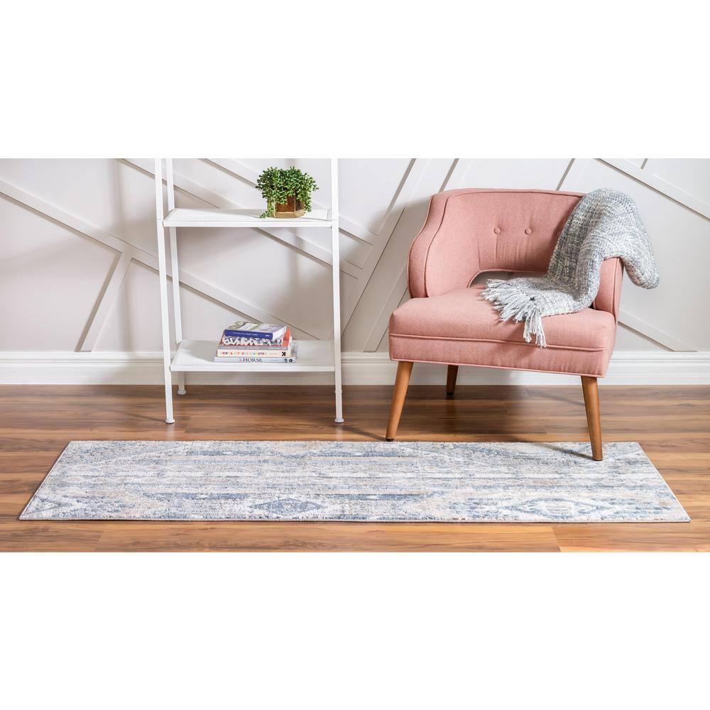 Unique Loom Portland Collection Area Rug - Orford (2' 2" x 12' Runner Navy Blue/Blue)