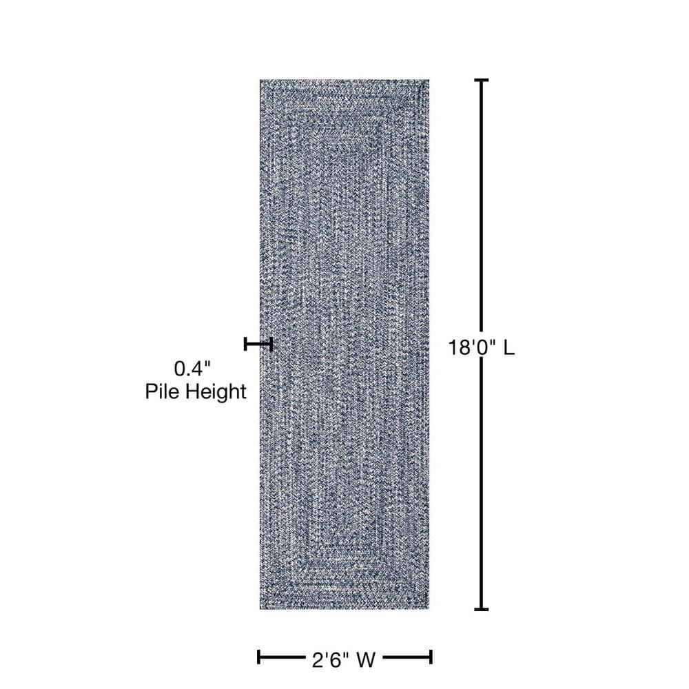 nuLOOM Wynn Braided Indoor/Outdoor Runner Rug, 2' 6" x 18', Light Blue
