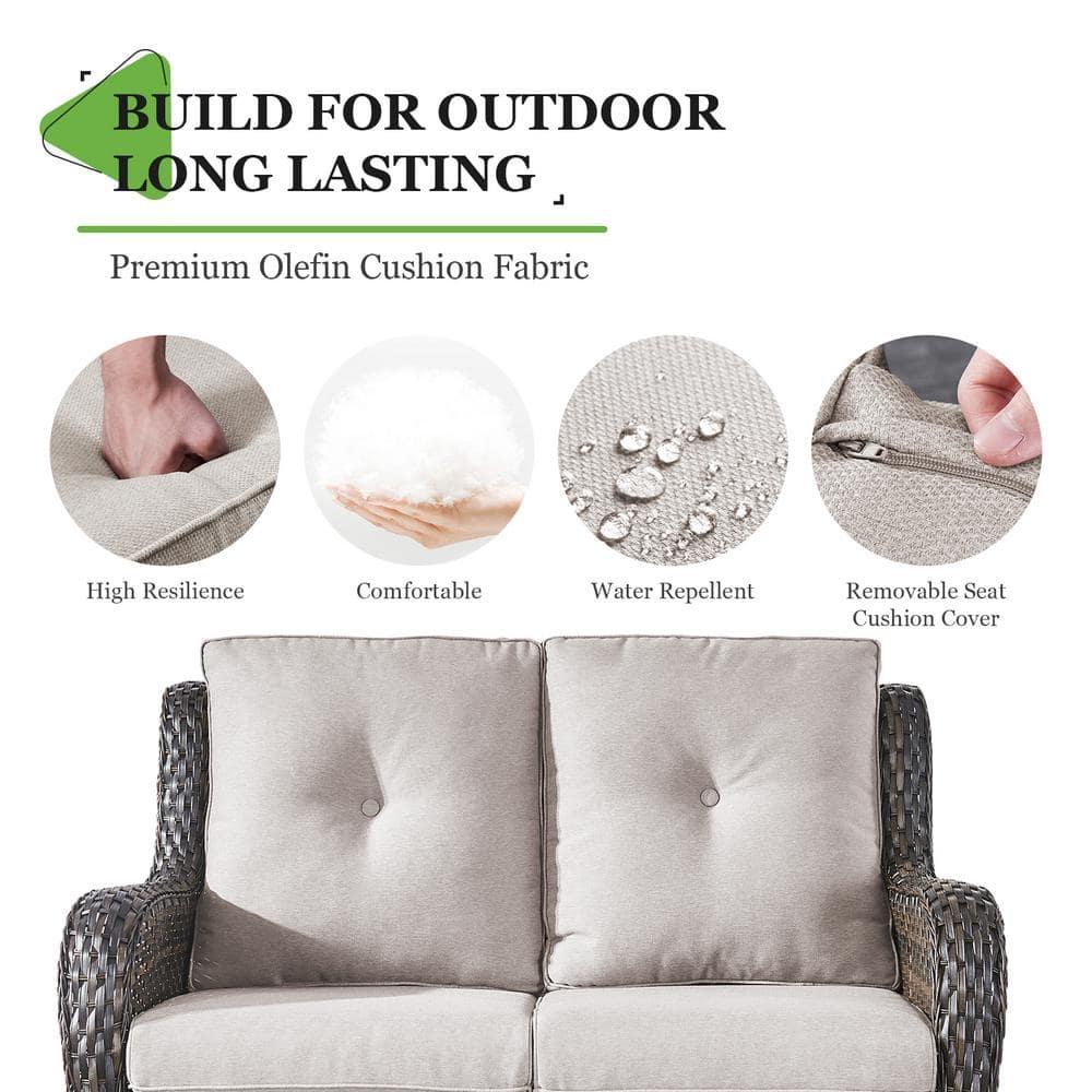 Pocassy  Outdoor Wicker Glider Swivel Club Chairs (Set of 2) Brown/Grey