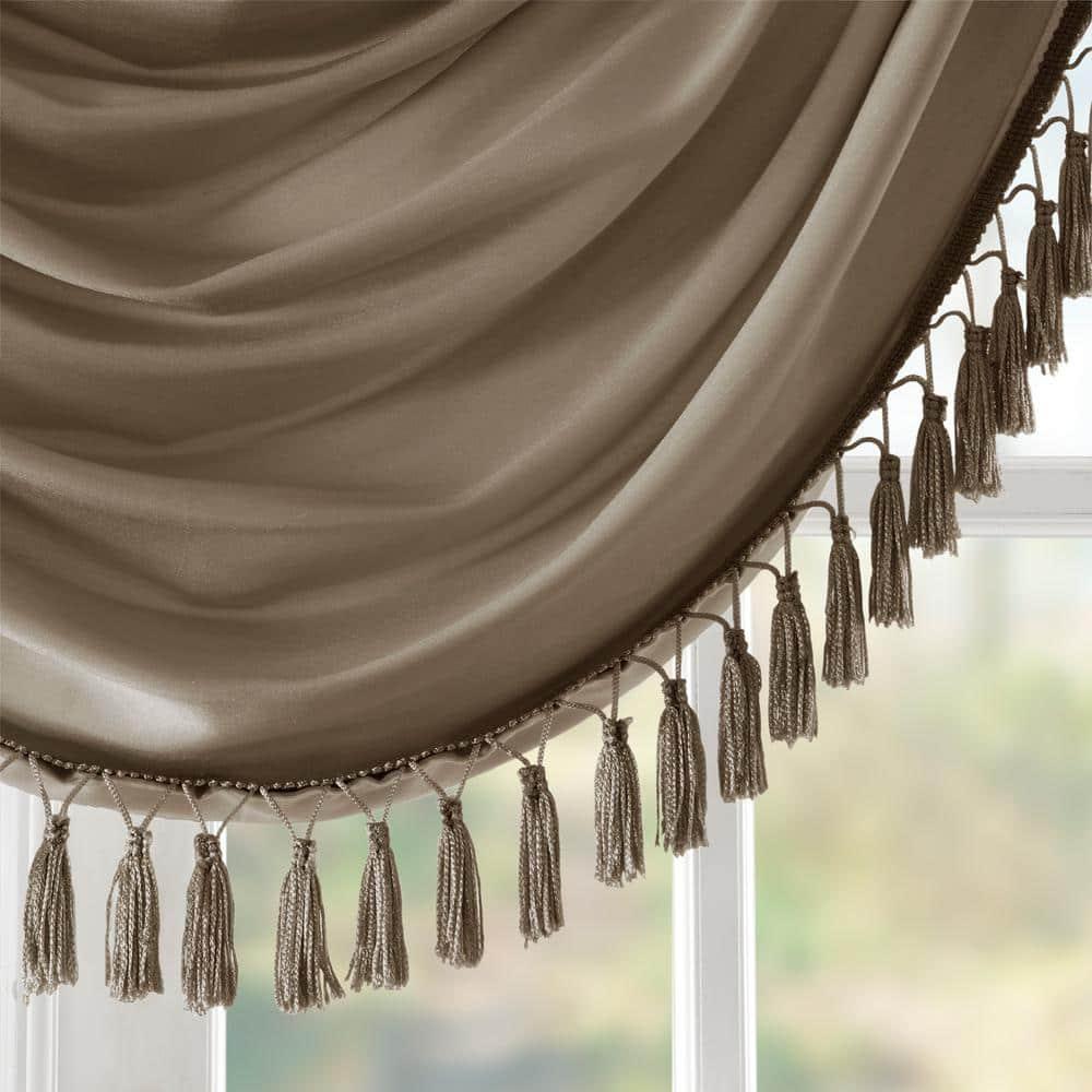 Madison Park Elena Faux Silk Waterfall Embellished 38'' W Window Valance