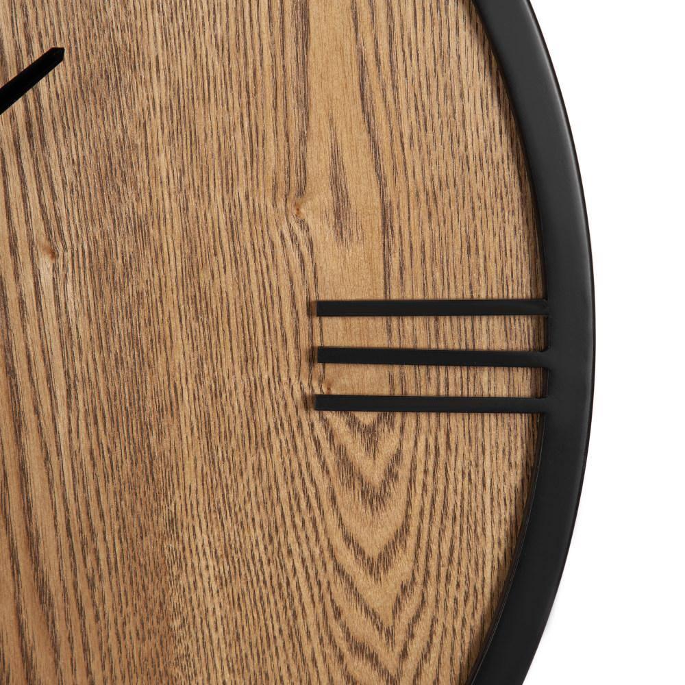 Kate and Laurel Pronte Modern Round Wood and Metal Wall Clock, 22 Inch Diameter, Rustic Brown and Black, Decorative Minimal Clock for Bedroom, Entryway, or Living Room Decor