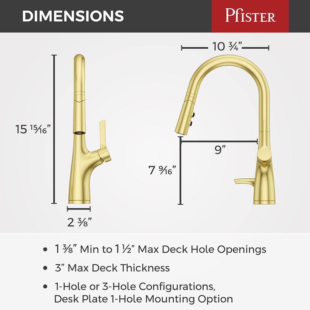 Ceylon Single Handle Culinary Pull Down Sprayer Kitchen Faucet in Brushed Gold