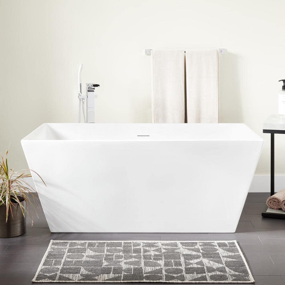 Hibiscus Rectangular Acrylic Soaking Tub with Integrated Drain and Overflow