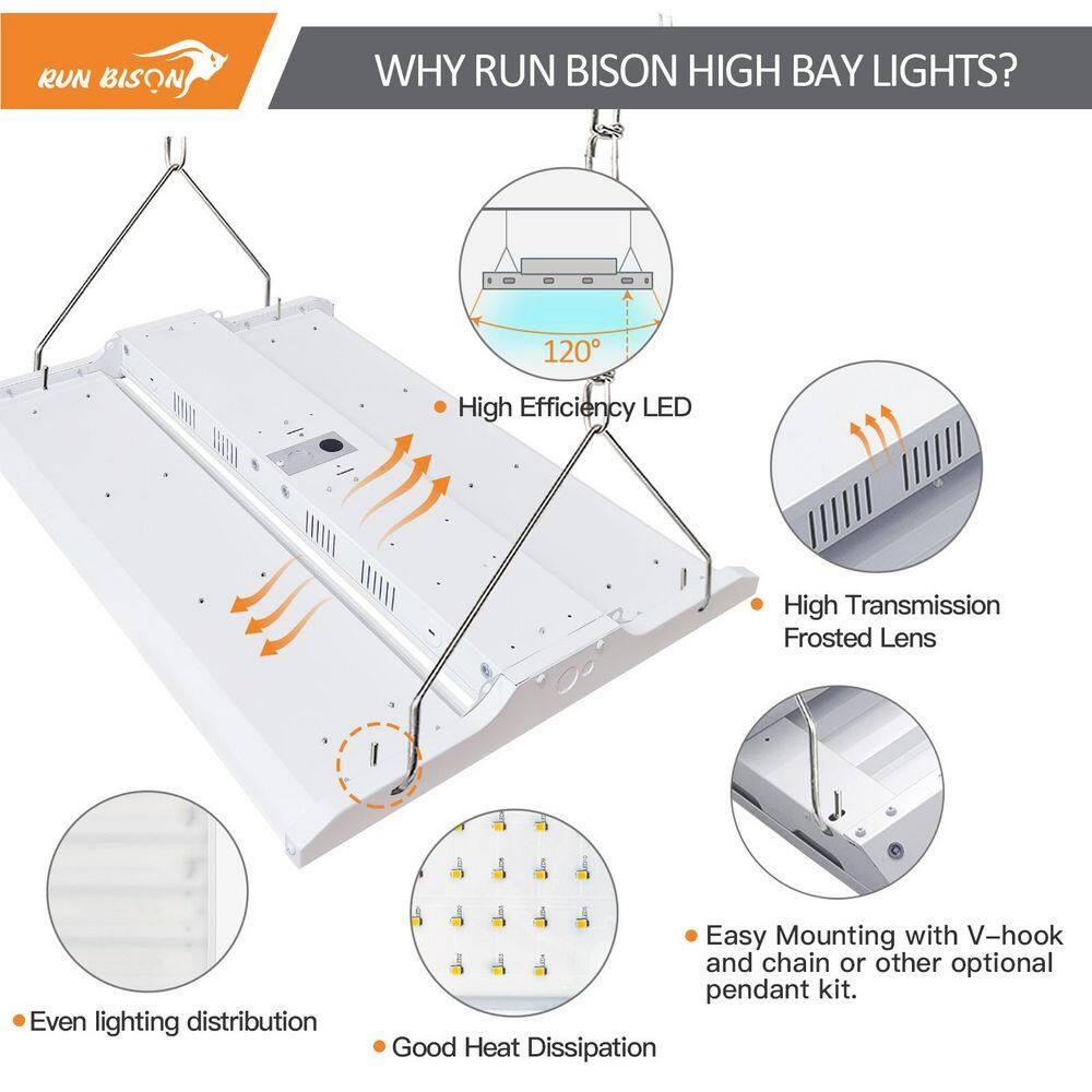 RUN BISON 2 ft. 800W Equivalent Integrated LED Dimmable Linear High Bay Light,120-277V 28,350 Lumens 5000K