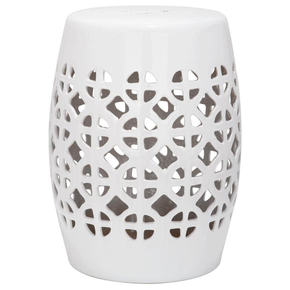Circle Lattice Garden Stool - Indoor/Outdoor - ACS4508 - White - Safavieh