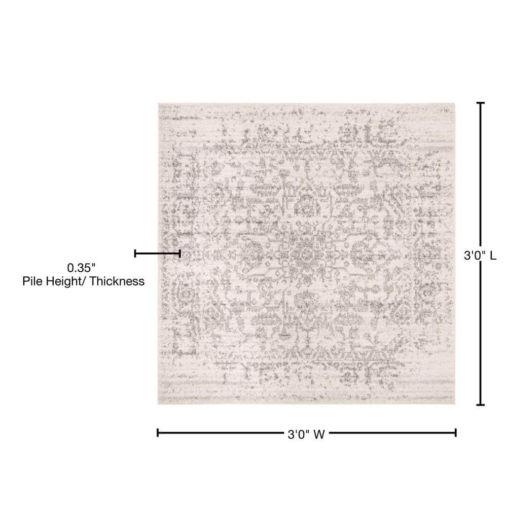 Madison MAD603 Power Loomed Accent Rug - Silver/Ivory - 3'x3' - Safavieh.
