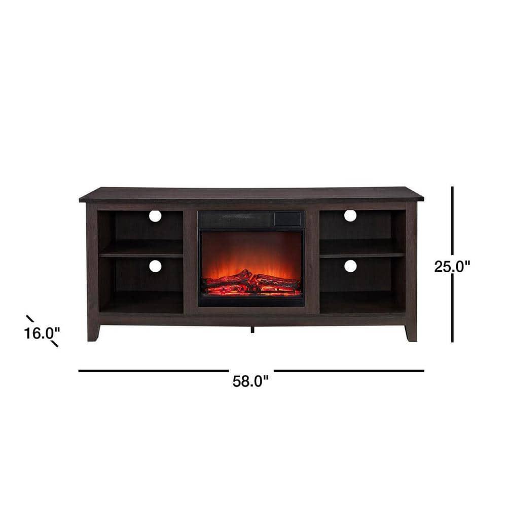 Walker Edison Traditional Fireplace TV Stand for TVs up to 64" - Espresso