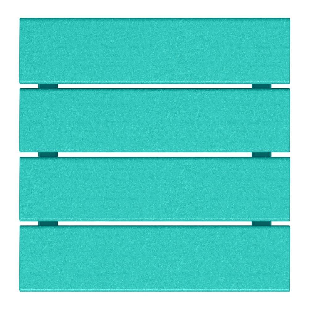 Polytrends  Laguna Hdpe All Weather Outdoor Patio Square Side Table Turquoise