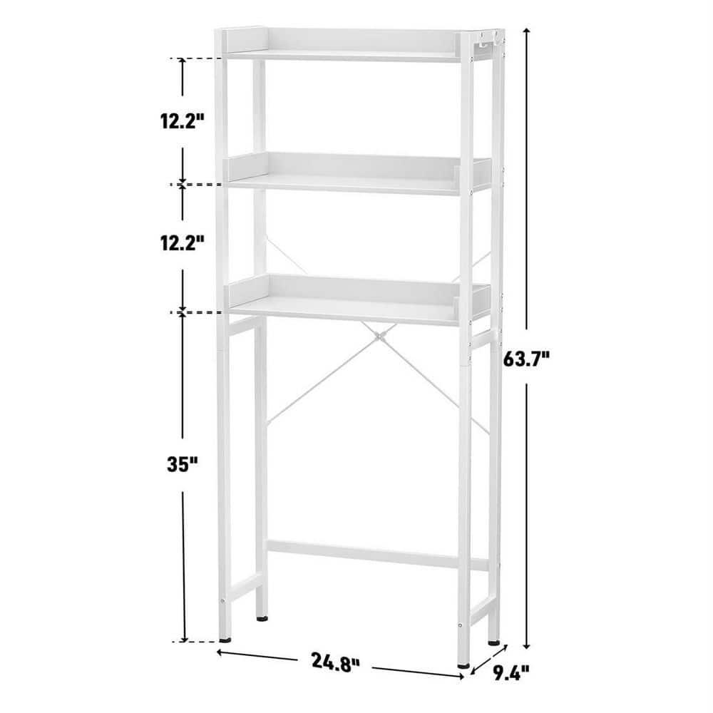 Lorelia Over The Toilet Storage Shelf 3-Tier Bathroom Shelves Over Toilet Shelves White