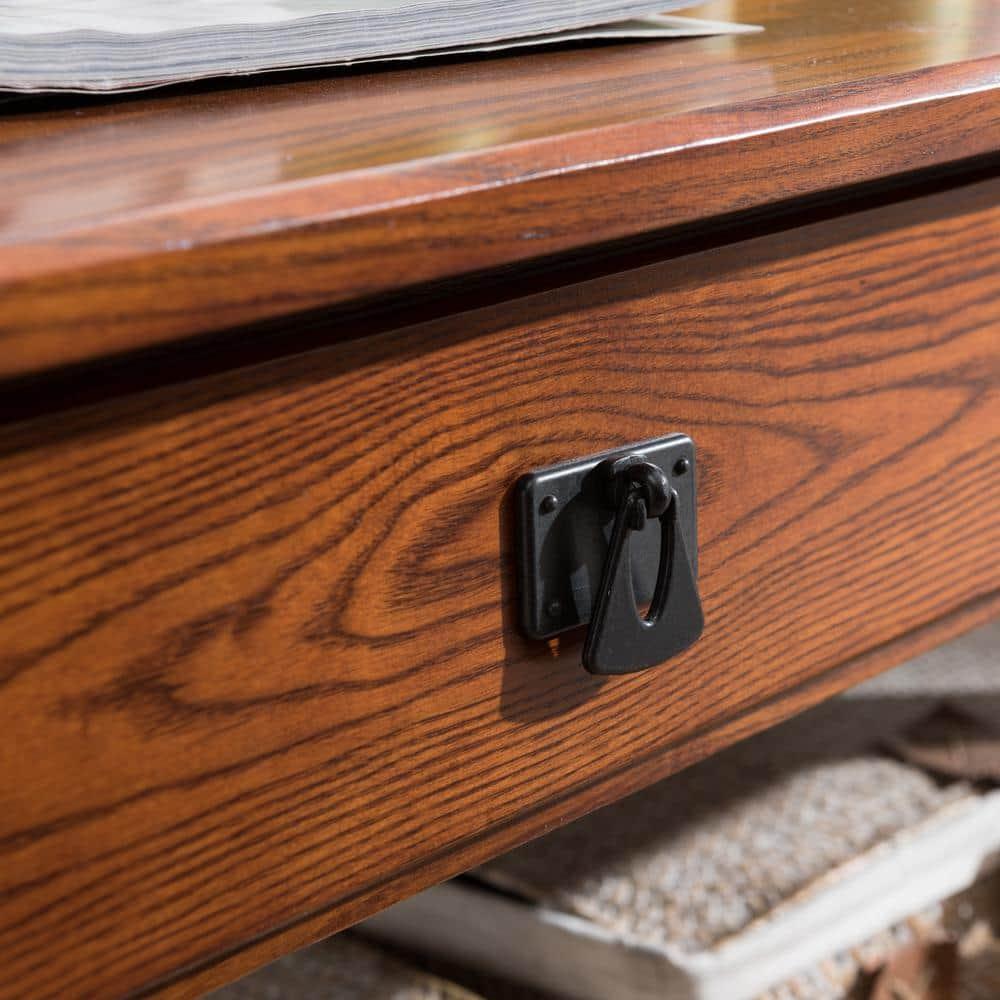 Leick Home 10055-RS Mission Coffee Table for Living Room, Two Drawers and Shelf, Made with Solid Wood, Russet Finish