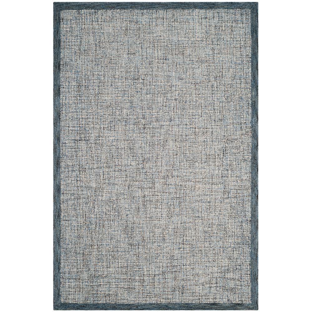 SAFAVIEH Abstract Clive Bordered Wool Area Rug, Navy/Ivory, 5' x 8'