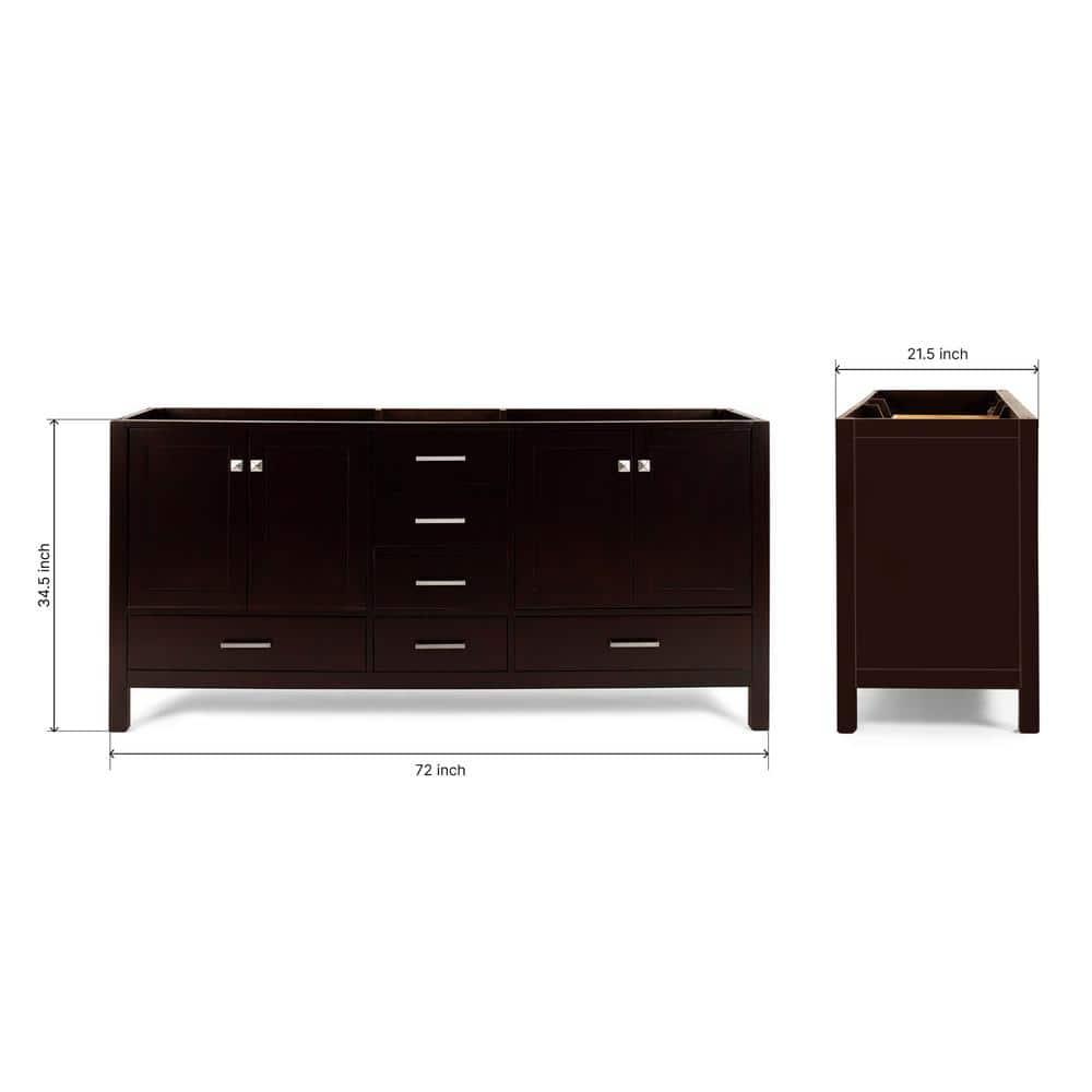 Ariel A073d-Bc Cambridge 72" Double Free Standing Vanity Cabinet Only - Brown