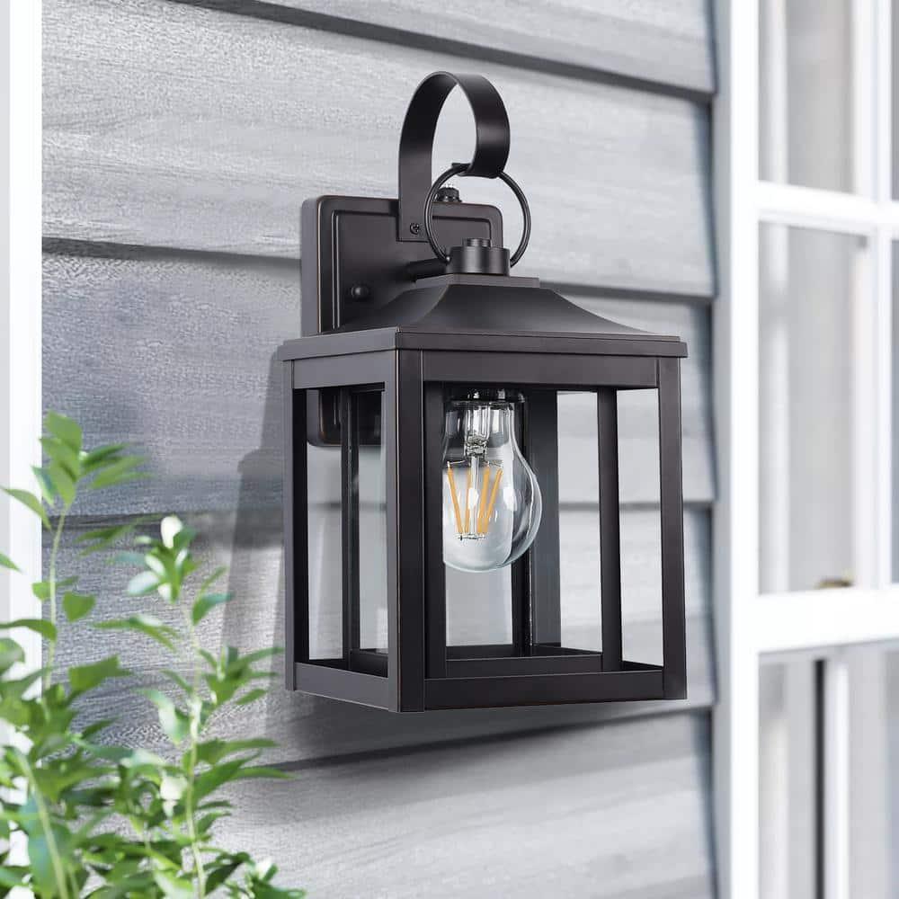 LamQee 1-Light 13"H Aluminum Outdoor Wall Lantern with Dusk to Dawn