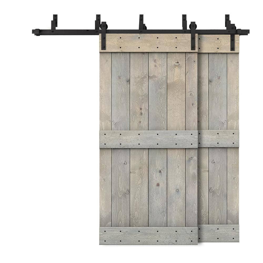 Calhome 84'' Solid Wood Paneled Painted with Installation Hardware Kit Barn Door