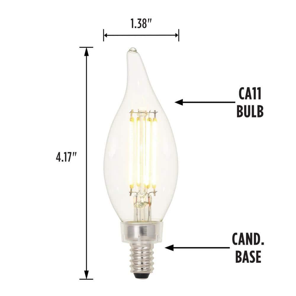 60-Watt Equivalent CA11 Dimmable Clear E12 Edison Filament LED Light Bulb 3000K (6-Pack)