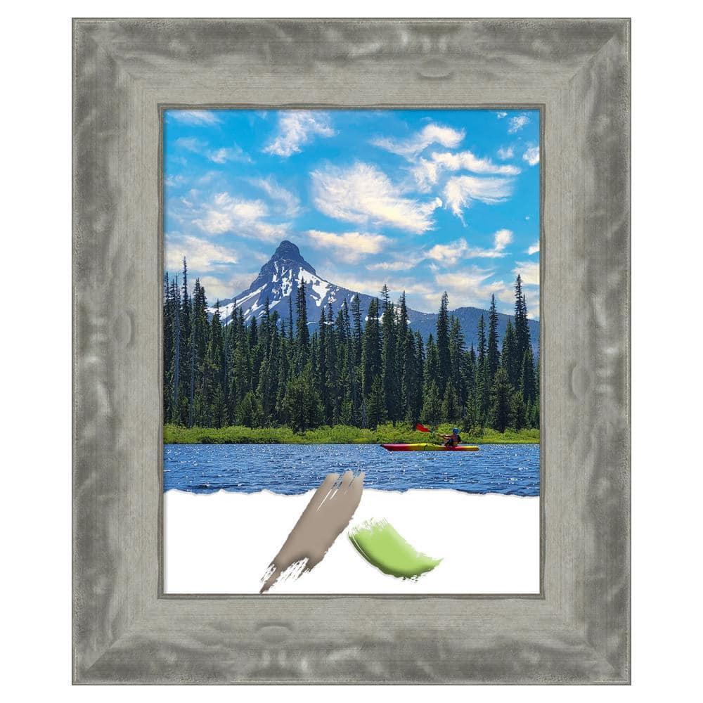 Amanti Art Waveline Silver Narrow Picture Frame Opening Size 11x14 in.