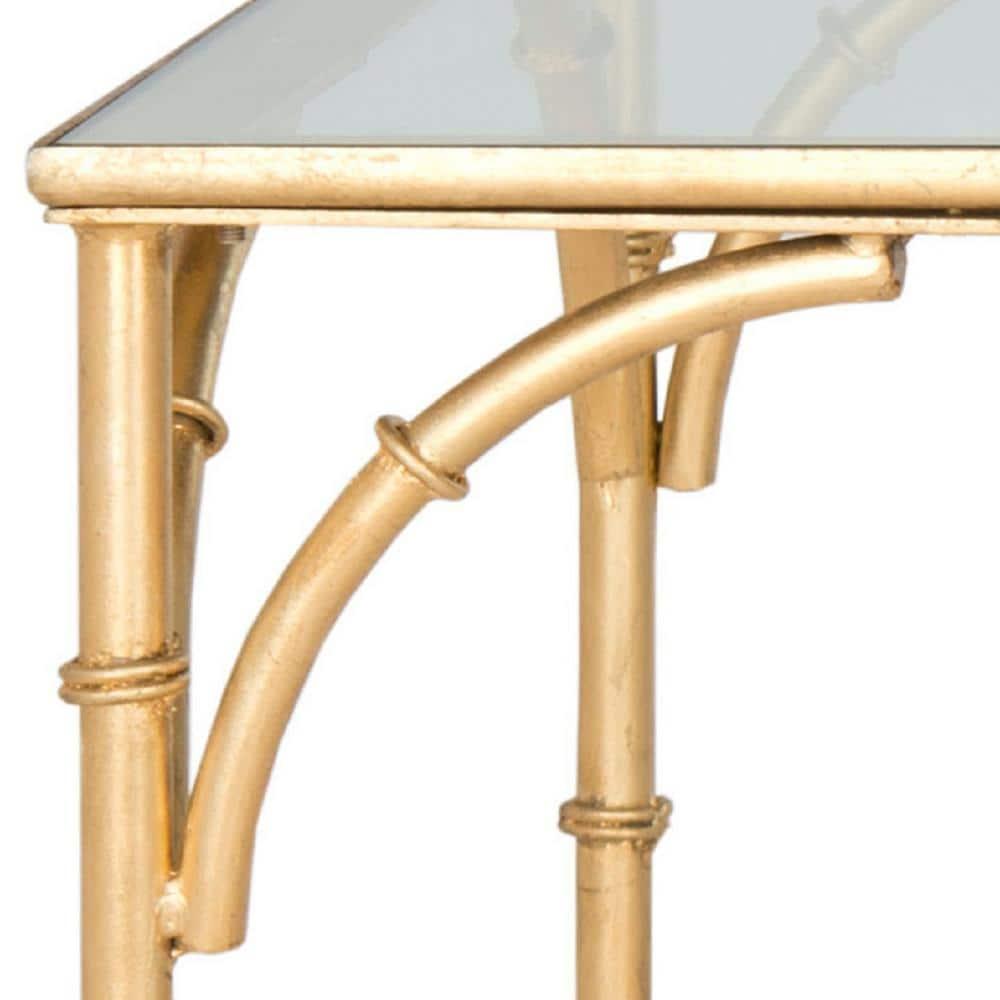 Maurice Gold Gilt Iron and Tempered Glass Rectangular Coffee Table