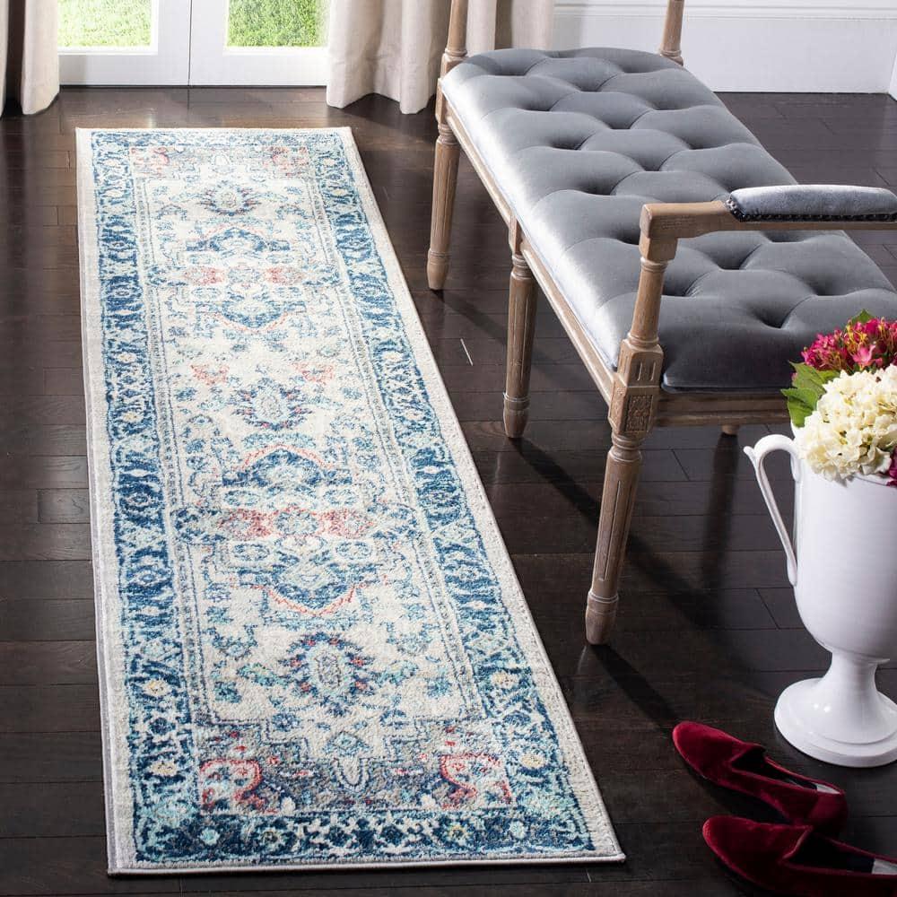 Brentwood BNT811 Power Loomed Runner Rug - Light Grey/Blue - 2'x12' - Safavieh.