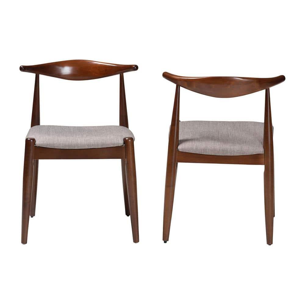 Set of 2 Aeron Wood Dining Chair Walnut - Baxton Studio: Retro-Inspired, Foam Padded, Tapered Legs