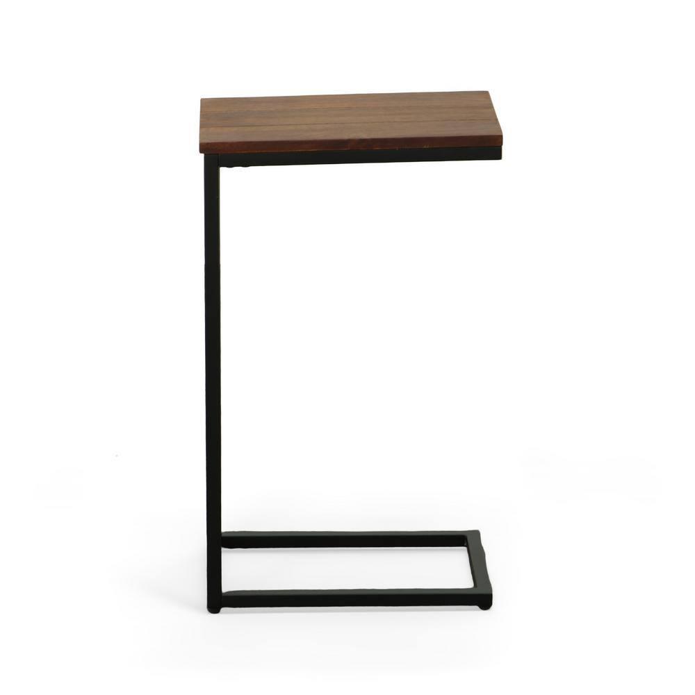 Carolina Living Fletcher C Table Chestnut/Black: Chair Side Accent, Metal Frame, Mango Wood Top