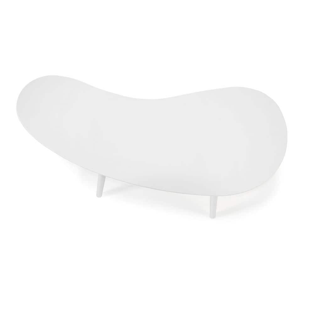 Camaflexi Mid Century Modern Coffee Table Small Tabletop Wood Coffee Desk, White