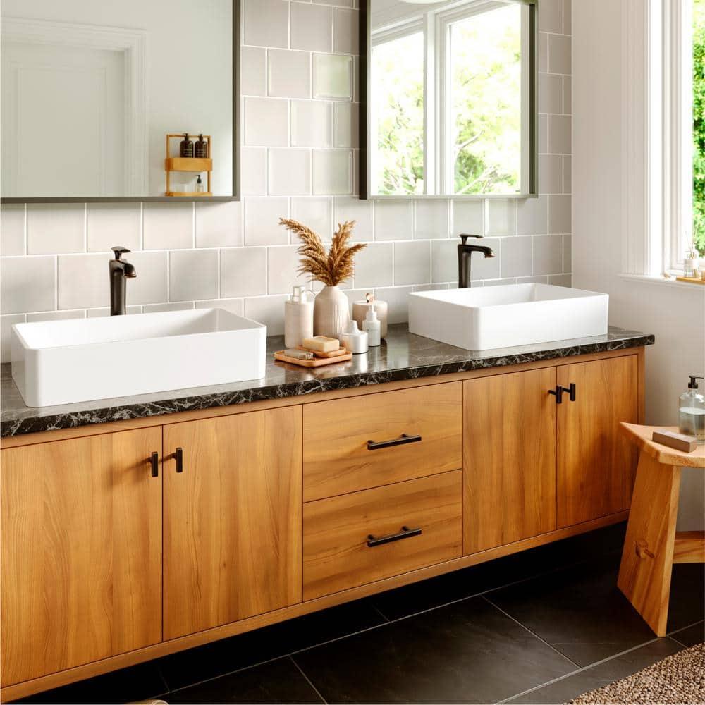 Karran Woodburn Single Handle Single Hole Vessel Bathroom Faucet With Matching Pop-up Drain